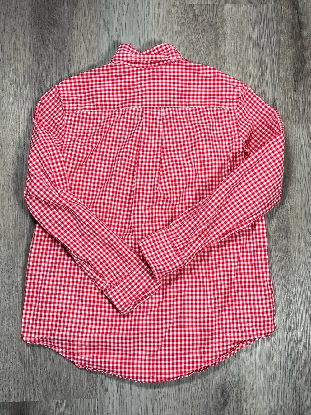 Ralph Lauren Boys Gingham Check Button Down Dress Shirt Long Sleeve M 10-12 Red